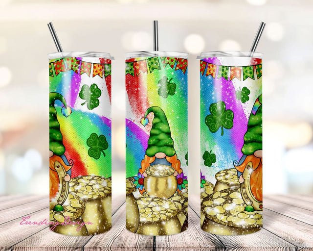 Patrick's Day Tumbler PNG, Rainbow Tumbler , Gnome Png, 20oz Skinny Tumbler Sublimation Designs PNG, Tumbler Design Png, Sublimation Design Sublimation TrendingDesign 