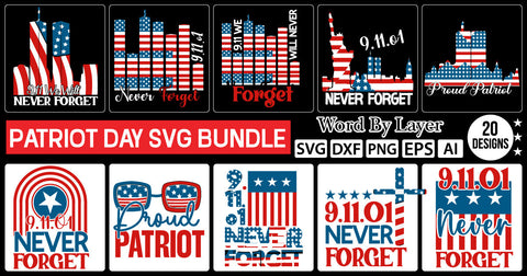 PATRIOT DAY SVG BUNDLE,SVG Cut File SVGs quotes-and-sayings food-drink mini-bundles print-cut on-sale Clipart Clip Art Sublimation or Vinyl Shirt Design SVG DesignPlante 503 