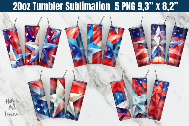 Patriotic 20 OZ Skinny Tumbler Sublimation Sublimation Helga Art 