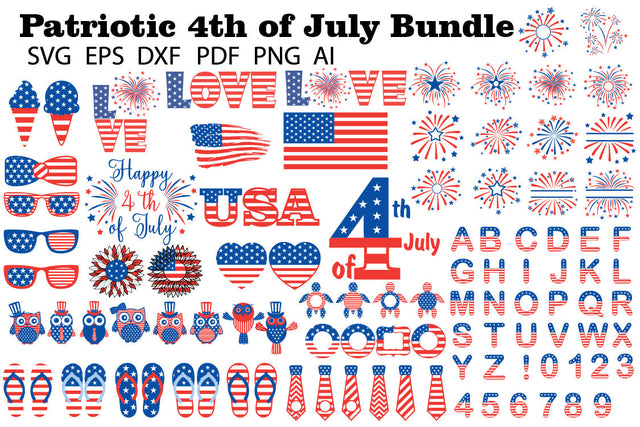 Patriotic 4th of July Bundle SVG PNG DXF Independence Day SVG Yuliya 