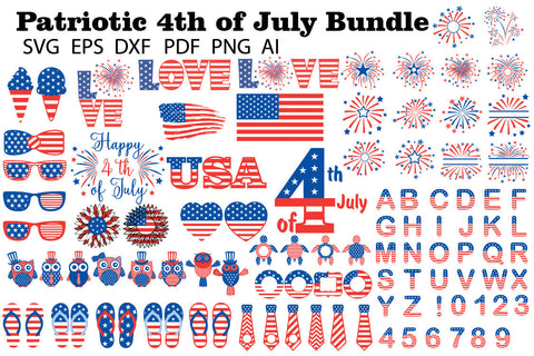 Patriotic 4th of July Bundle SVG PNG DXF Independence Day SVG Yuliya 