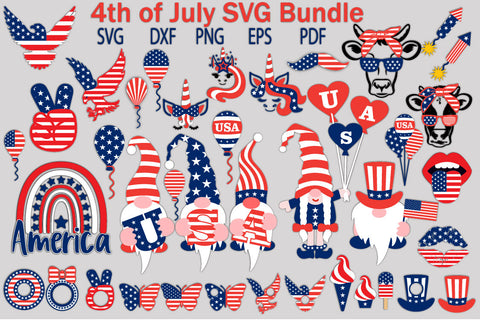 Patriotic 4th of July Bundle SVG PNG DXF Independence Day SVG Yuliya 