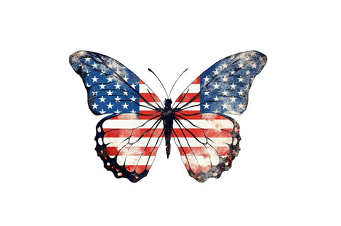 Patriotic American Flag Butterfly Clipart Bundle Sublimation Regulrcrative 