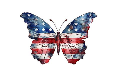 Patriotic American Flag Butterfly Clipart Bundle Sublimation Regulrcrative 