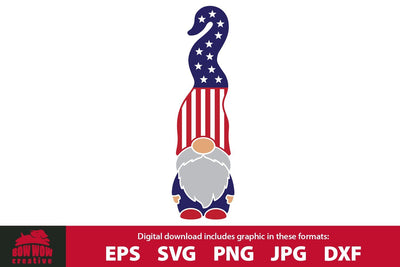 Patriotic American Flag Gnome SVG Cutting File SVG Bow Wow Creative 