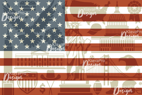 Patriotic American Flag Sublimation Design Sublimation Klava P 