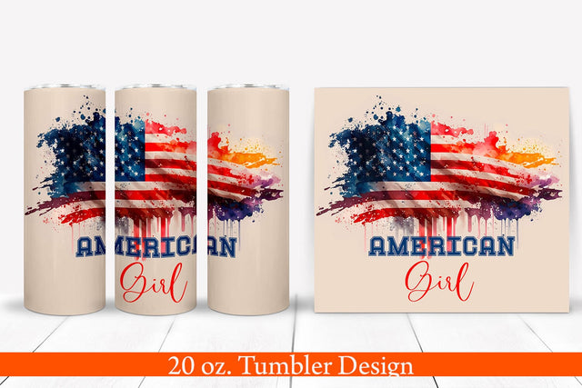 Patriotic American Girl Tumbler Design | 20 oz. | 4th July Sublimation Pfiffen's World 