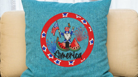 Patriotic American gnome Machine Embroidery design, Sign of America, Summer Sign, Wreath Center, Wreath Embroidery Design, 4 sizes. Embroidery/Applique DESIGNS ArtEMByNatalia 