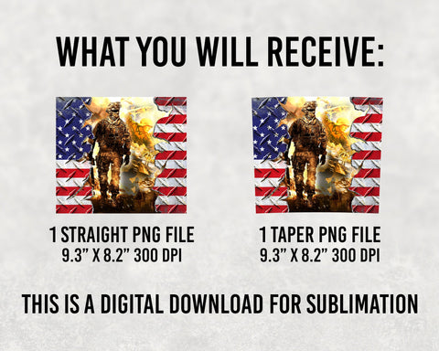 Patriotic American Soldier Veteran Tumbler PNG File Digital Download Sublimation BOO-design 