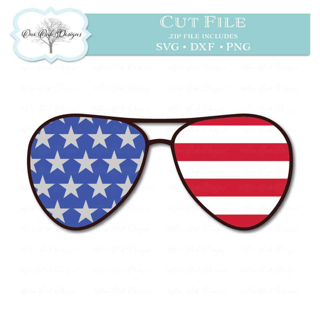 Patriotic Aviator Sunglasses SVG One Oak Designs 