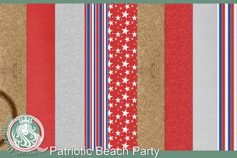 Patriotic Beach Party Papers Digital Pattern QueenBrat Digital Designs 