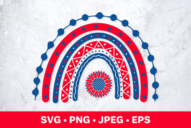 Patriotic boho rainbow. American sunflower. 4th of July SVG SVG LaBelezoka 