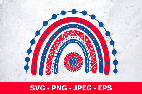 Patriotic boho rainbow. American sunflower. 4th of July SVG SVG LaBelezoka 