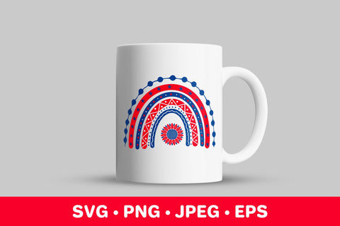 Patriotic boho rainbow. American sunflower. 4th of July SVG SVG LaBelezoka 