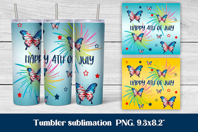 Patriotic butterfly tumbler | 4th of july tumbler wrap Sublimation Svetana Studio 