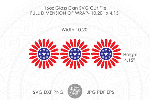 Patriotic can glass SVG, 16oz glass can wrap SVG Artisan Craft SVG 