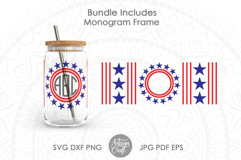 Patriotic can glass SVG, 16oz glass can wrap SVG Artisan Craft SVG 