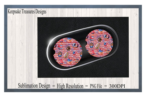 Patriotic Car Coaster Template Set, Very Transparent PNG, Fourth of July, PNG For Sublimation, Digital Download, PNG Printable Sublimation Keepsake Treasures Designs LLC. 