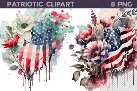 Patriotic Clipart PNG Sublimation WatercolorColorDream 