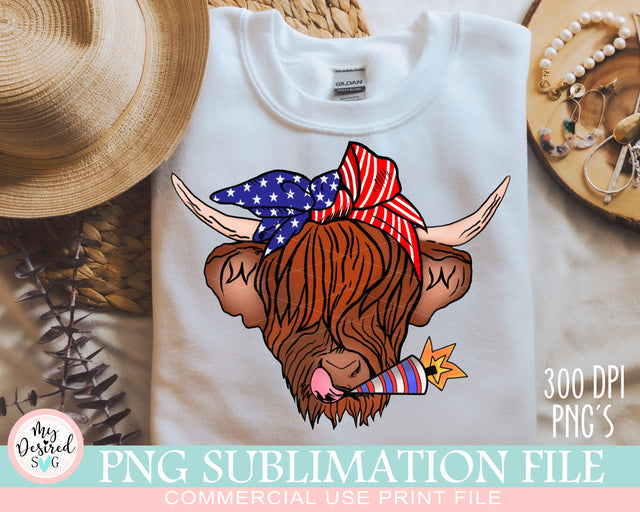 Patriotic Cow for sublimation, Bandana Sublimation, America Cow PNG, 4th of July, American Flag, PNG Designs, Clipart, Sublimation Design Sublimation MyDesiredSVG 