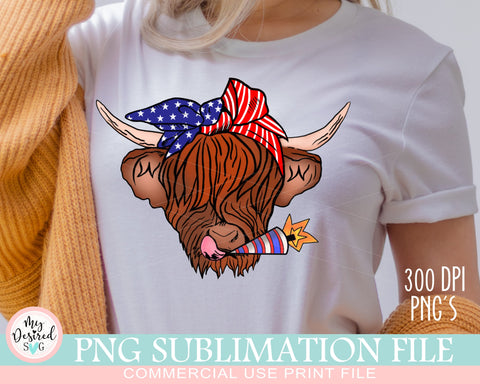 Patriotic Cow for sublimation, Bandana Sublimation, America Cow PNG, 4th of July, American Flag, PNG Designs, Clipart, Sublimation Design Sublimation MyDesiredSVG 
