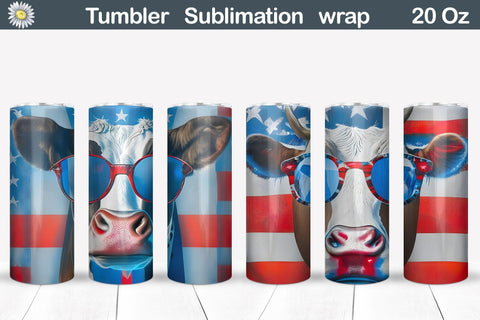 Patriotic Cow Tumbler Bundle | Patriotic Highland Cow Sublimation WatercolorColorDream 
