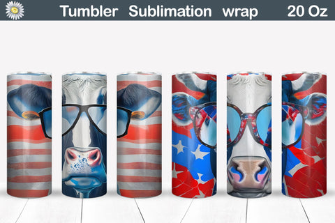 Patriotic Cow Tumbler Bundle | Patriotic Highland Cow Sublimation WatercolorColorDream 