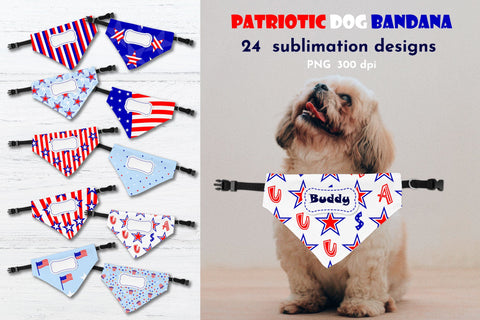 Patriotic dog bandana sublimation. Bandana patterns png SVG Angelina Semenova 