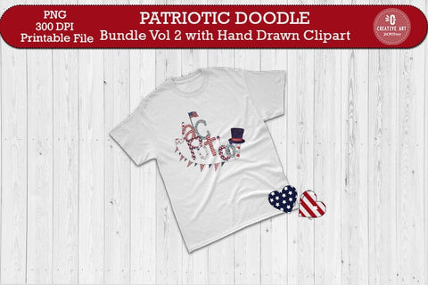 Patriotic Doodle Alpabhet Bundle, 4th of July Alphabet PNG Sublimation jacpot007 