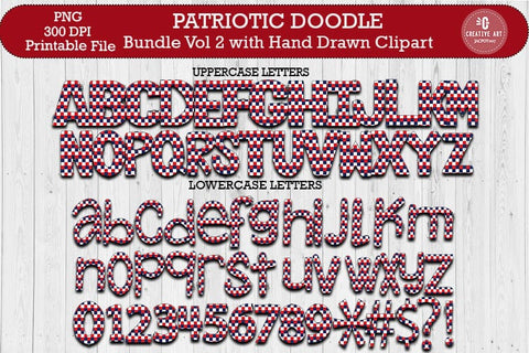 Patriotic Doodle Alpabhet Bundle, 4th of July Alphabet PNG Sublimation jacpot007 