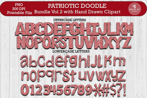 Patriotic Doodle Alpabhet Bundle, 4th of July Alphabet PNG Sublimation jacpot007 