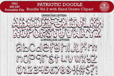 Patriotic Doodle Alpabhet Bundle, 4th of July Alphabet PNG Sublimation jacpot007 