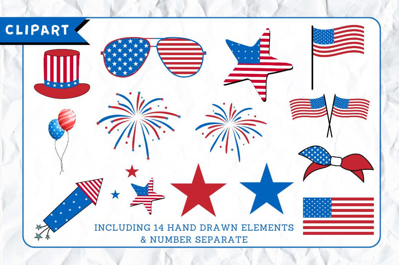 Patriotic Doodle Alphabet Bundle With Hand Drawn Clipart - So Fontsy