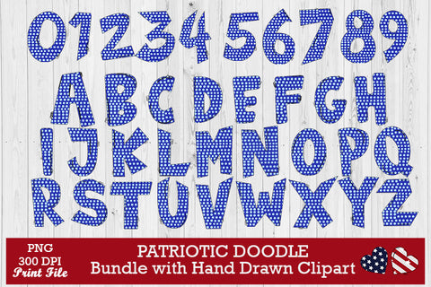 Patriotic Doodle Bundle with Hand Drawn Clipart Sublimation jacpot007 