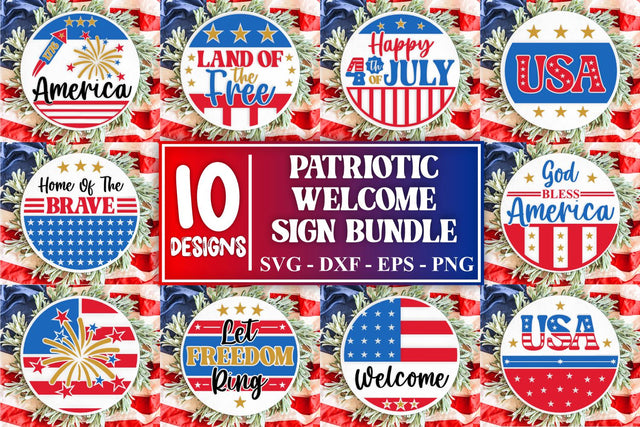 Patriotic Door Hanger SVG Bundle Door Hanger Bundle USA SVG Bundle 4th Of July Svg Bundle Independence Day Svg Bundle Memorial Day Svg SVG Whistlepig Designs 
