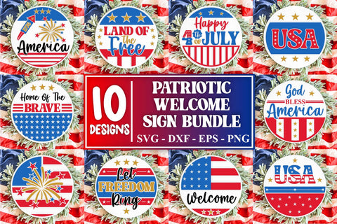 Patriotic Door Hanger SVG Bundle Door Hanger Bundle USA SVG Bundle 4th Of July Svg Bundle Independence Day Svg Bundle Memorial Day Svg SVG Whistlepig Designs 