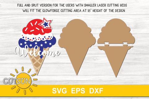Patriotic door hanger SVG for laser cutters | Patriotic ice cream door hanger SVG SVG CutsunSVG 