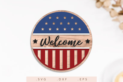 Patriotic Door Hanger SVG | Welcome SVG | American Decor Farmhouse Sign SVG | American Flag SVG SVG Nanda Bayu 