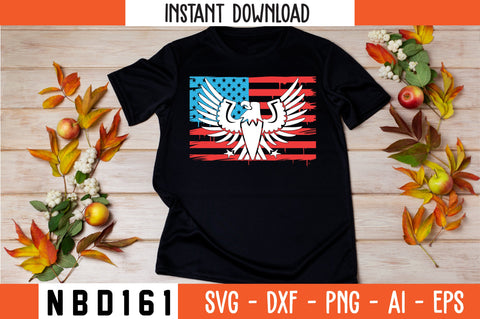 PATRIOTIC EAGLE AMERICAN FLAG T-Shirt Design SVG Nbd161 