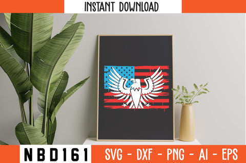 PATRIOTIC EAGLE AMERICAN FLAG T-Shirt Design SVG Nbd161 