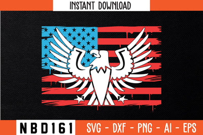 PATRIOTIC EAGLE AMERICAN FLAG T-Shirt Design SVG Nbd161 