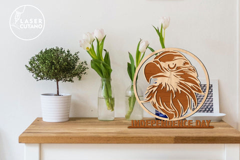 Patriotic Eagle, Independence Day, 4th of July, USA Multilayer Laser Cut Files, Laser Cut Wood, Patriotic Decoration SVG LaserCutano 