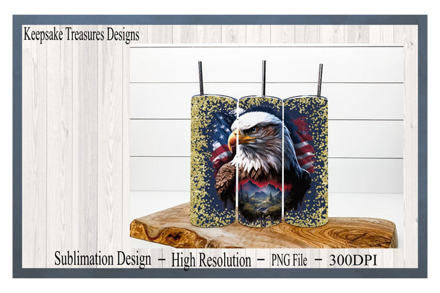 Patriotic Eagle Straight 20oz Tumbler Wraps, Set Of Four, July 4th Tumbler Design, Sublimation PNG, Digital Download, PNG Printable Sublimation Keepsake Treasures Designs LLC. 