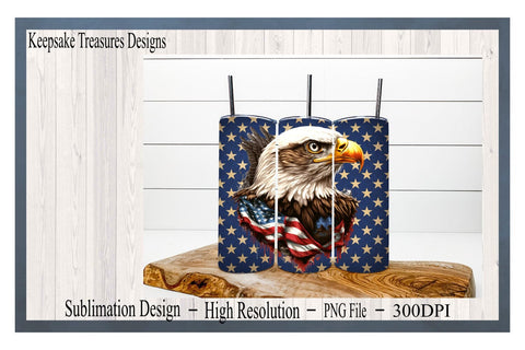 Patriotic Eagle Straight 20oz Tumbler Wraps, Set Of Four, July 4th Tumbler Design, Sublimation PNG, Digital Download, PNG Printable Sublimation Keepsake Treasures Designs LLC. 
