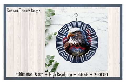 Patriotic Eagle Wind Spinner Template, Sublimation PNG, Digital Download, Wind Spinner PNG Sublimation Keepsake Treasures Designs LLC. 