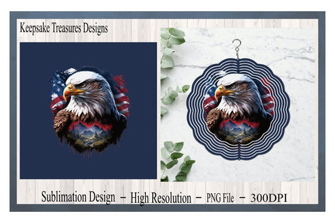 Patriotic Eagle Wind Spinner Template, Sublimation PNG, Digital Download, Wind Spinner PNG Sublimation Keepsake Treasures Designs LLC. 
