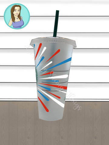 Patriotic Fireworks Tumbler svg for 4th of July SVG Awesomely Strange Designs 