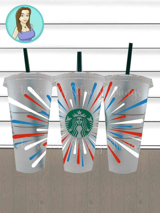 Patriotic Fireworks Tumbler svg for 4th of July SVG Awesomely Strange Designs 