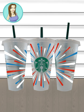 Patriotic Fireworks Tumbler svg for 4th of July SVG Awesomely Strange Designs 