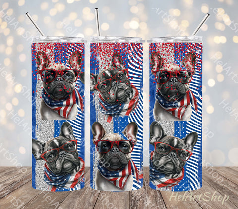Patriotic French Bulldog Tumbler PNG Sublimation Sublimation _HelArtShop_ 